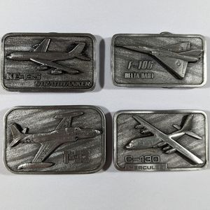 Vtg 80s Military Aircraft Collector Series Belt Buckles